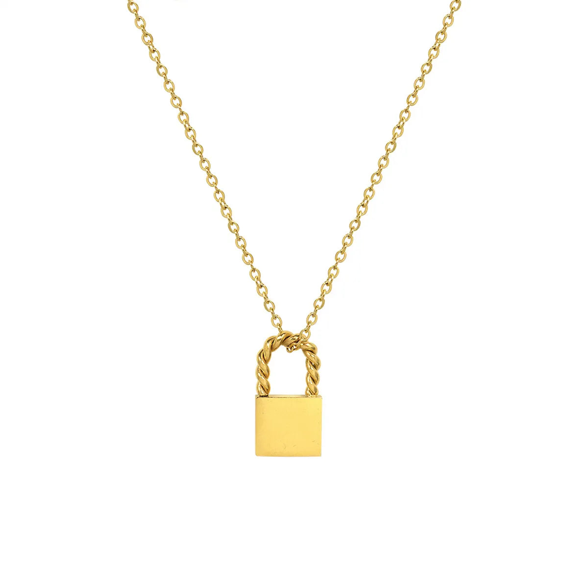 Small Lock Necklace Titanium Steel 18k Real Gold-plated Lock Jewelry