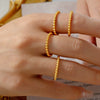Small Round Bead Splicing Stainless Steel Gold Plated Ring For Women Geometric Simple Style Electroplated Jewelry
