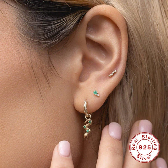 Small Snake Purple Flower Pearl Earrings With Design Sense Ear Buckle 925 Sterling Silver Geometric Style