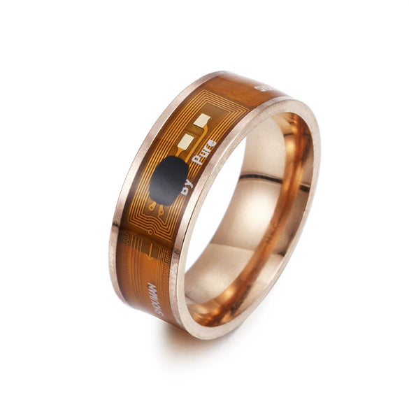 Smart Jewelry Titanium Steel Ring With Letters Numbers Text Pattern Dripping Oil Treatment Unisex