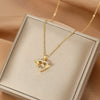 Smart Series Titanium Steel Women's Fashion Beating Heart Necklace With Letter Number Text Pattern O Chain