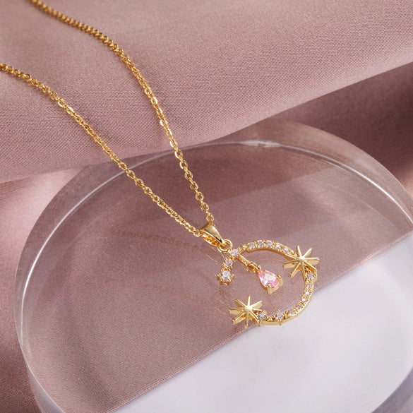 Smart Series Titanium Steel Women's Fashion Beating Heart Necklace With Letter Number Text Pattern O Chain