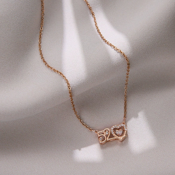 Smart Series Titanium Steel Women's Fashion Beating Heart Necklace With Letter Number Text Pattern O Chain