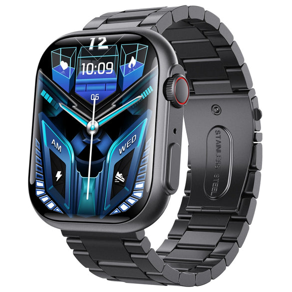 Smart Watch Aluminum Alloy Case Silicone Wrist Strap Square Dial Sporty Style Bluetooth Multitouch Screen For Health Monitoring