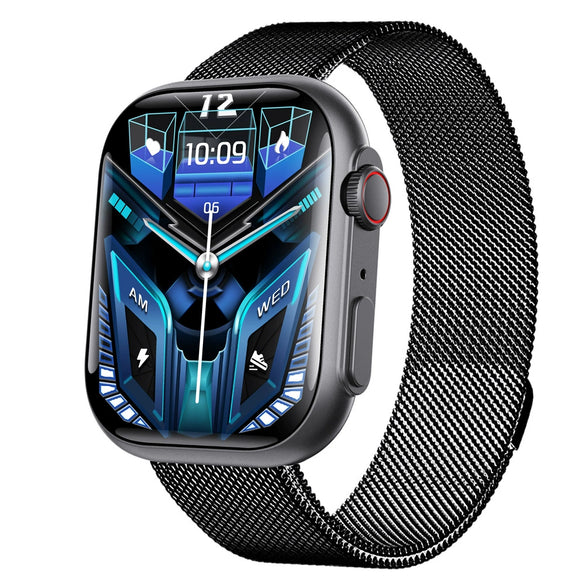 Smart Watch Aluminum Alloy Case Silicone Wrist Strap Square Dial Sporty Style Bluetooth Multitouch Screen For Health Monitoring