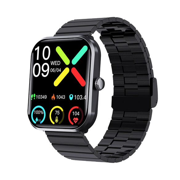 Smart Watch Multifunction Blood Glucose Blood Pressure Heart Rate Blood Oxygen Monitoring Sos Alarm Call Square Dial Daily Waterproof Environmentally Friendly Silicone Wristband