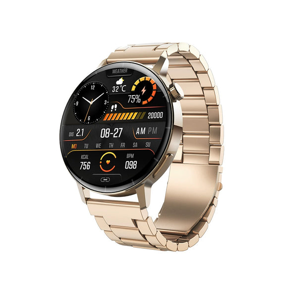 Smart Watch Silicone Wrist Strap Alloy Case Sporty Style Round Dial Touch Push Button Operation Blood Oxygen Heart Rate Measurement