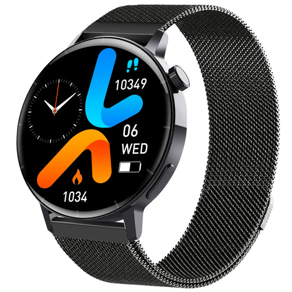 Smart Watch Silicone Wrist Strap Sporty Round Dial Bluetooth Touch Screen Heart Rate Sleep Blood Oxygen Etc Function