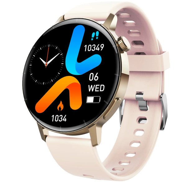 Smart Watch Silicone Wrist Strap Sporty Round Dial Bluetooth Touch Screen Heart Rate Sleep Blood Oxygen Etc Function