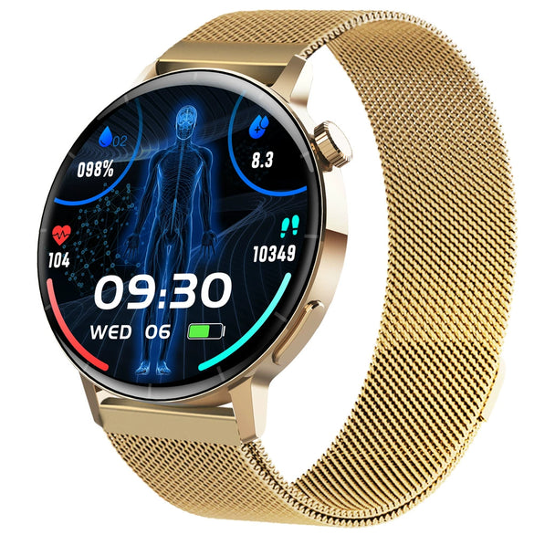 Smart Watch Silicone Wrist Strap Sporty Round Dial Bluetooth Touch Screen Heart Rate Sleep Blood Oxygen Etc Function