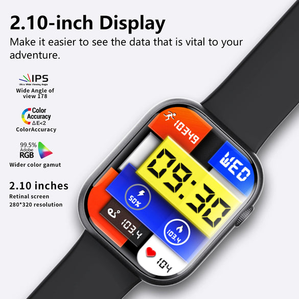 Smart Watch Square Dial Sporty Strap Silicone Wrist Strap Bluetooth Communication Blood Sugar Monitoring Breathing Training Calorie Step Counting Sos Fall For Help Oxygen Test
