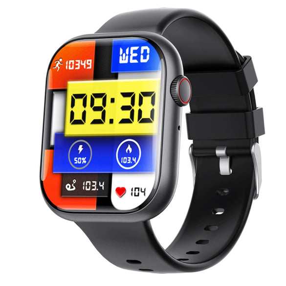 Smart Watch Square Dial Sporty Strap Silicone Wrist Strap Bluetooth Communication Blood Sugar Monitoring Breathing Training Calorie Step Counting Sos Fall For Help Oxygen Test