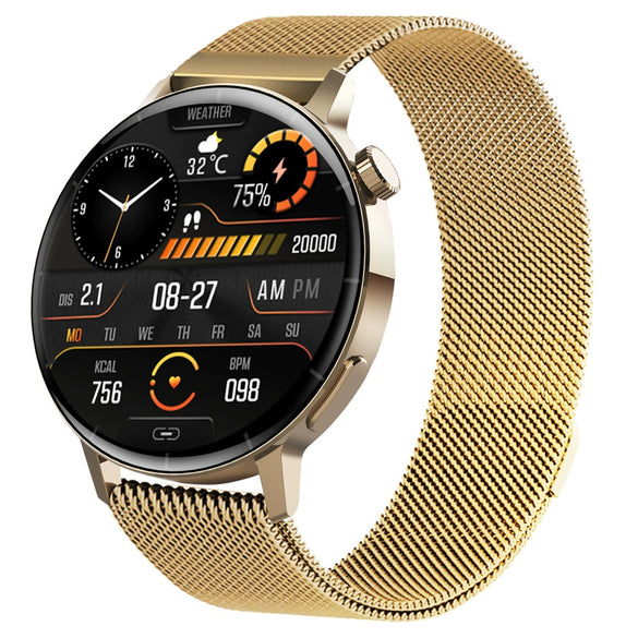 Smart Watch Third Generation Blood Glucose True Blood Oxygen Stress Test Call Exercise Body Temperature Hrv Silicone Wristband Round Dial Sporty Style
