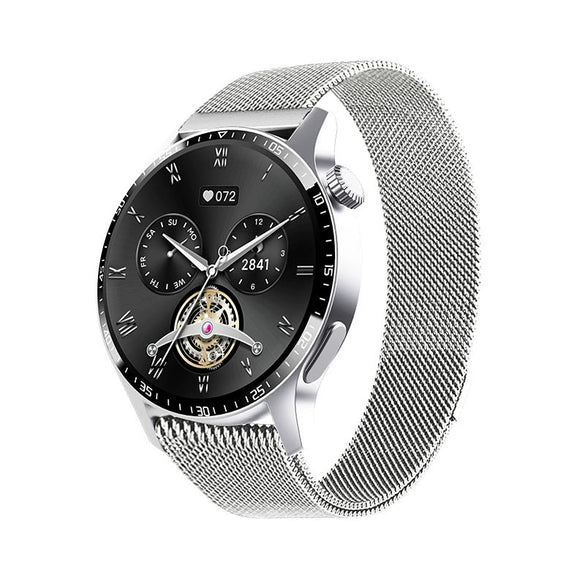 Smart Watch Titanium Alloy Case Silicone Wrist Strap Round Dial Multifunctional Sports Bluetooth Call Blood Pressure Heart Rate Blood Oxygen Monitoring