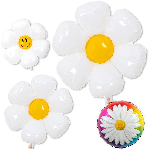 Smiley Daisy Aluminum Foil Balloon Flower Party Decoration Photo Prop For Birthday Arrangements