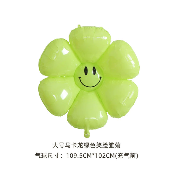 Smiley Daisy Aluminum Foil Balloon Flower Party Decoration Photo Prop For Birthday Arrangements