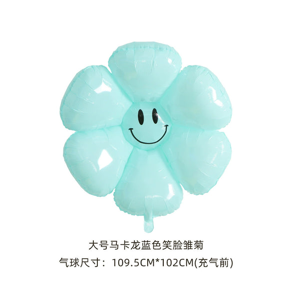 Smiley Daisy Aluminum Foil Balloon Flower Party Decoration Photo Prop For Birthday Arrangements