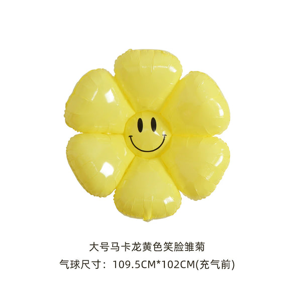Smiley Daisy Aluminum Foil Balloon Flower Party Decoration Photo Prop For Birthday Arrangements