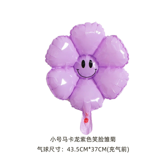 Smiley Daisy Aluminum Foil Balloon Flower Party Decoration Photo Prop For Birthday Arrangements