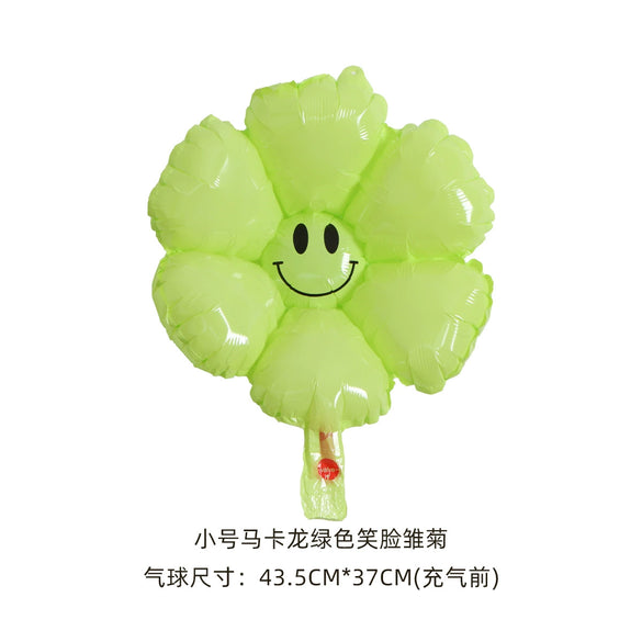 Smiley Daisy Aluminum Foil Balloon Flower Party Decoration Photo Prop For Birthday Arrangements