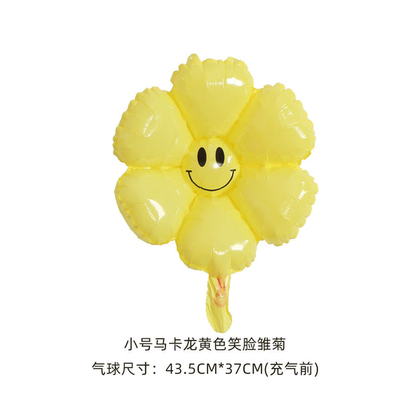 Smiley Daisy Aluminum Foil Balloon Flower Party Decoration Photo Prop For Birthday Arrangements