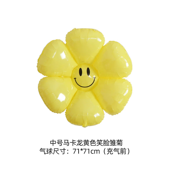 Smiley Daisy Aluminum Foil Balloon Flower Party Decoration Photo Prop For Birthday Arrangements