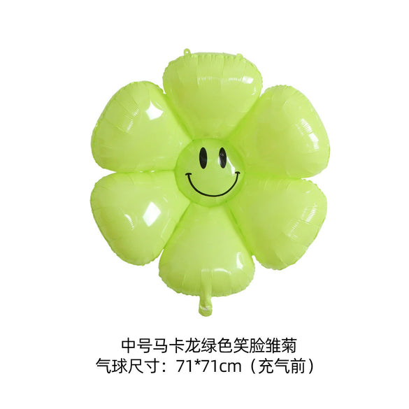 Smiley Daisy Aluminum Foil Balloon Flower Party Decoration Photo Prop For Birthday Arrangements
