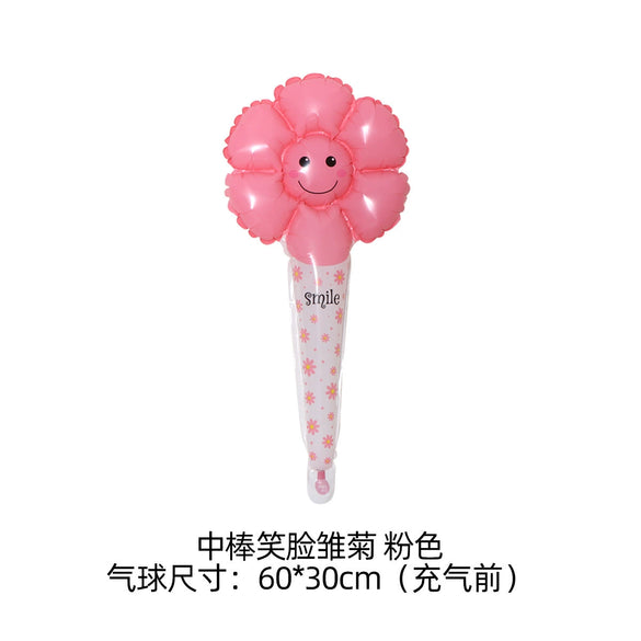 Smiley Daisy Aluminum Foil Balloon Flower Party Decoration Photo Prop For Birthday Arrangements