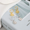 Smiley Earrings 925 Sterling Silver Geometric Electroplated