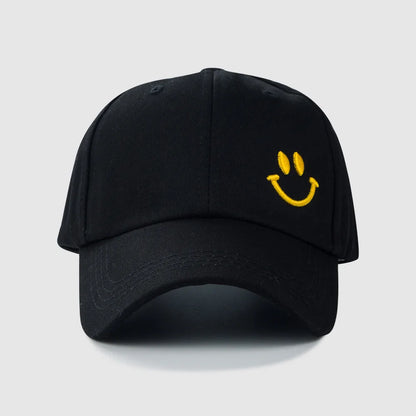 Ins Smiling Face Embroidery Baseball Cap Women'S Summer Korean Style Solid Color Age-Reducing Peaked Cap Hip Hop Curved Brim Sun-Shade Hat Fashion