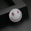 Smiley Face Geometric Brooch Pin Copper Electroplated Zircon Microinlay Badge For Women Minimalist Clothing Accessory
