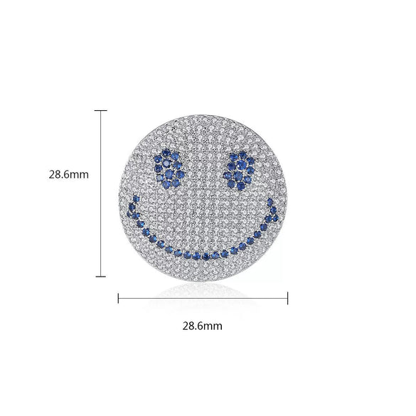 Smiley Face Geometric Brooch Pin Copper Electroplated Zircon Microinlay Badge For Women Minimalist Clothing Accessory
