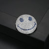 Smiley Face Geometric Brooch Pin Copper Electroplated Zircon Microinlay Badge For Women Minimalist Clothing Accessory