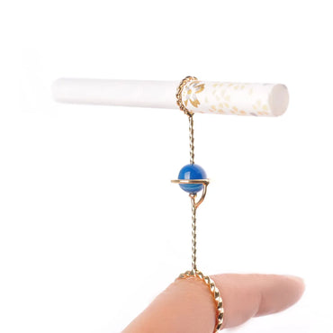 Smoking Ring Natural Stone Anti-Finger Smoke Yellow Ring Universe Planet Star Cigarette Holder Ring