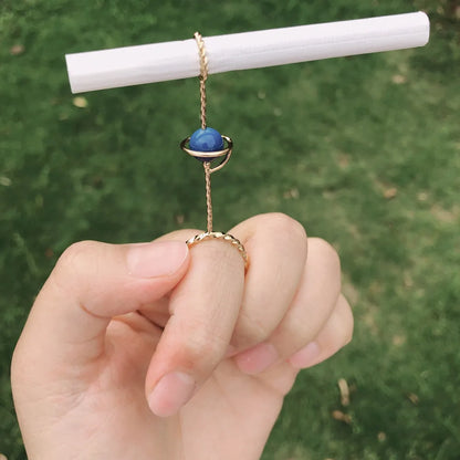 Smoking Ring Natural Stone Anti-Finger Smoke Yellow Ring Universe Planet Star Cigarette Holder Ring