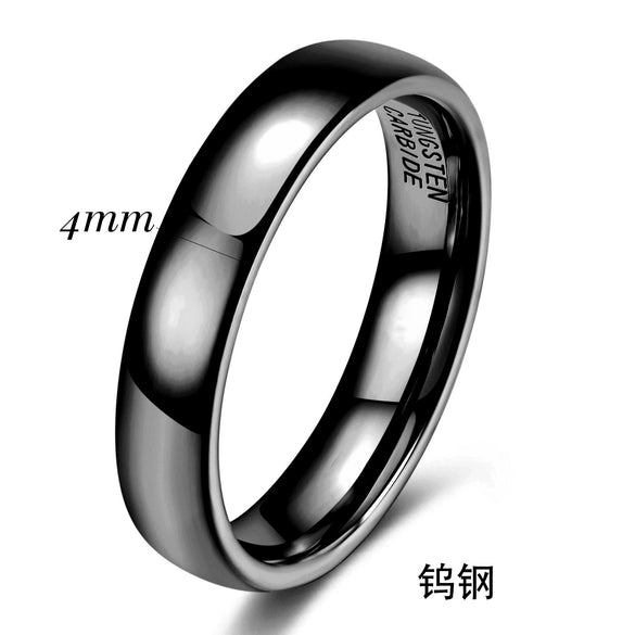 Smooth Black Geometric Tungsten Steel Couple Rings With Electroplated Finish Wholesale Unisex Jewelry