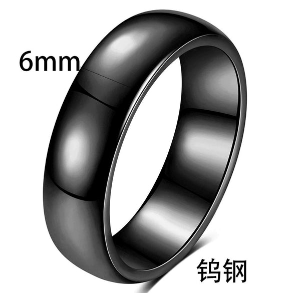 Smooth Black Geometric Tungsten Steel Couple Rings With Electroplated Finish Wholesale Unisex Jewelry