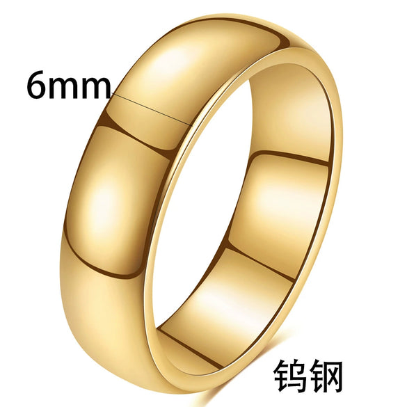 Smooth Plain Geometric Tungsten Steel Couple Rings With Gold Electroplated Finish Unisex Jewelry Accessories Wholesale