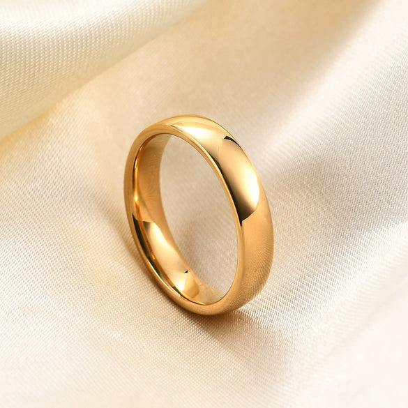 Smooth Plain Geometric Tungsten Steel Couple Rings With Gold Electroplated Finish Unisex Jewelry Accessories Wholesale