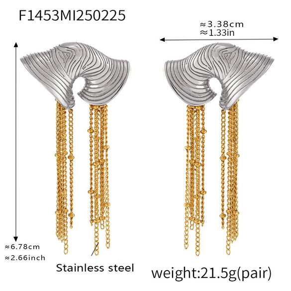 Snail Conch Style 316L Stainless Steel Geometric Tassel Earrings For Women Pvd Electroplated 18K Real Gold Fashionable Colorretaining