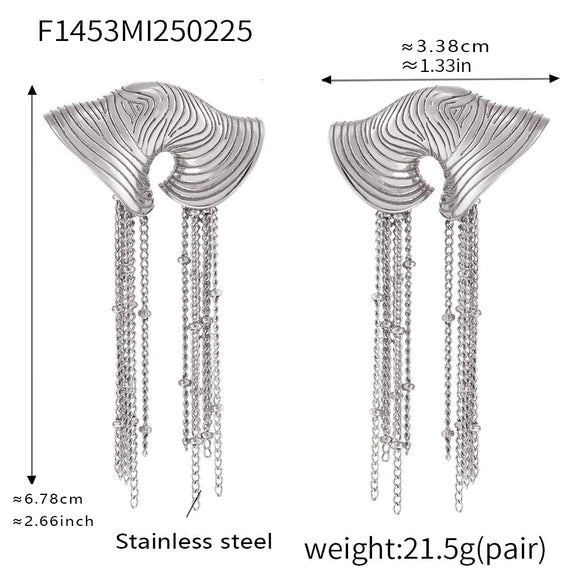 Snail Conch Style 316L Stainless Steel Geometric Tassel Earrings For Women Pvd Electroplated 18K Real Gold Fashionable Colorretaining