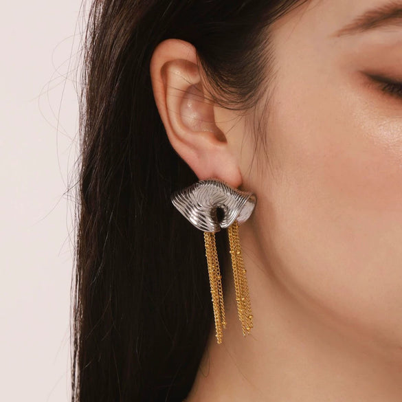 Snail Conch Style 316L Stainless Steel Geometric Tassel Earrings For Women Pvd Electroplated 18K Real Gold Fashionable Colorretaining
