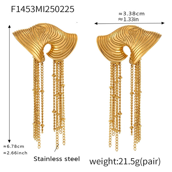 Snail Conch Style 316L Stainless Steel Geometric Tassel Earrings For Women Pvd Electroplated 18K Real Gold Fashionable Colorretaining
