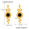 Snake Earrings Titanium Steel 18K Gold Plated Inlaid Natural Stone Geometric Style Electroplated For Women