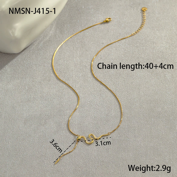 Snake Element Titanium Steel And Stainless Steel Necklace With Diamond Snake Tassel Pendant Electroplated Jewelry