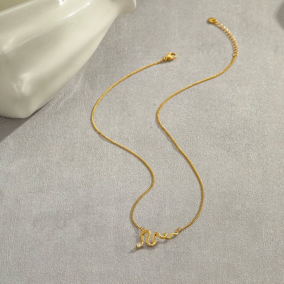 Snake Element Titanium Steel And Stainless Steel Necklace With Diamond Snake Tassel Pendant Electroplated Jewelry