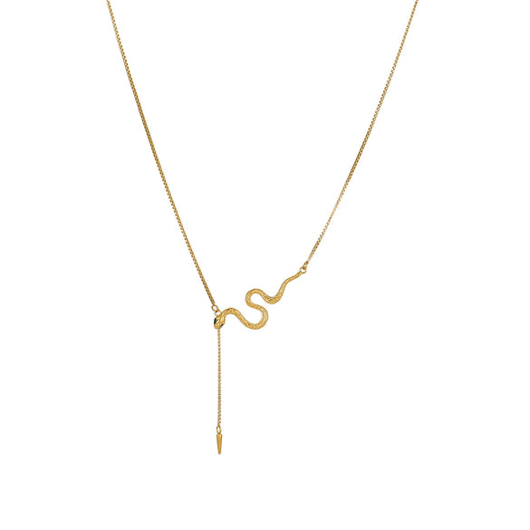 Snake Element Titanium Steel And Stainless Steel Necklace With Diamond Snake Tassel Pendant Electroplated Jewelry
