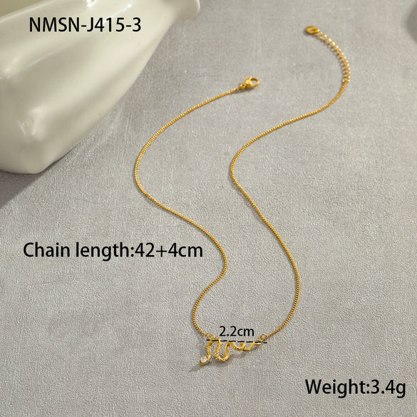 Snake Element Titanium Steel And Stainless Steel Necklace With Diamond Snake Tassel Pendant Electroplated Jewelry