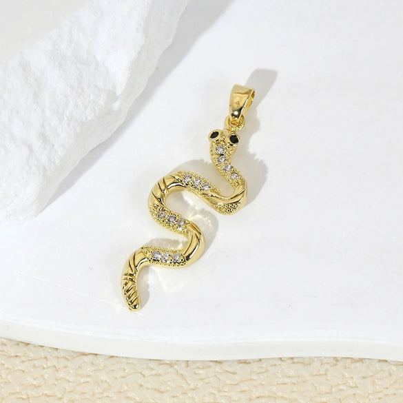 Snake Jewelry Accessories Copper Gold Plated Microinlay Animals Zodiac Style For Women