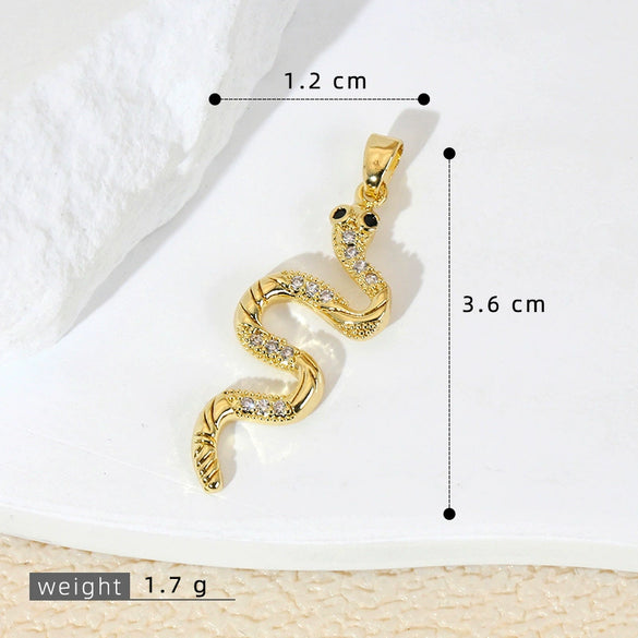 Snake Jewelry Accessories Copper Gold Plated Microinlay Animals Zodiac Style For Women